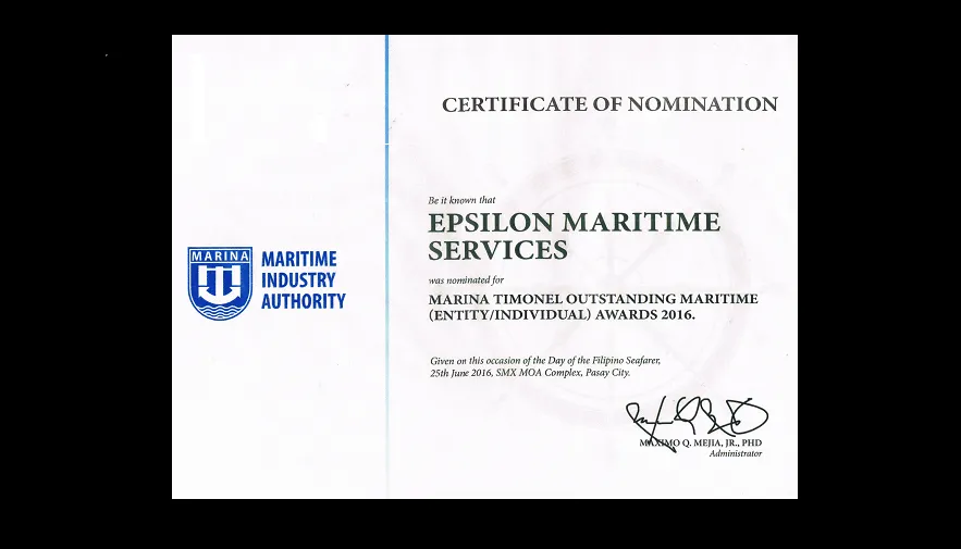 MARINA nominates EMSI for 2016 Timonel Award – June 2016